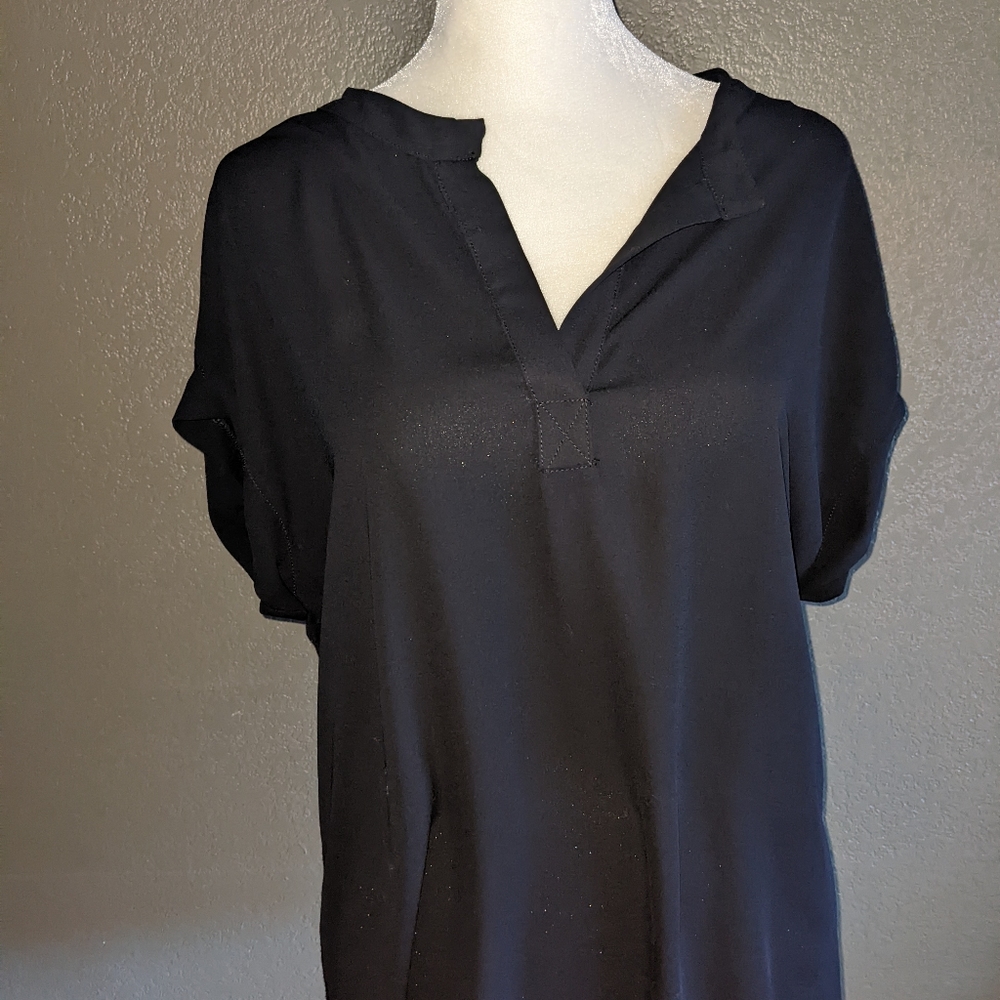 Solid Black multi texture blouse